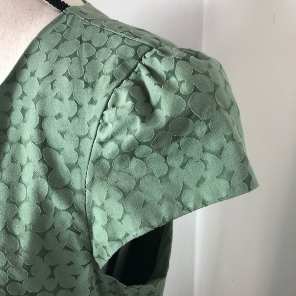 [SOLD] GAP Green Floral Peplum Hem Shift Dress M - Picture 4 of 7